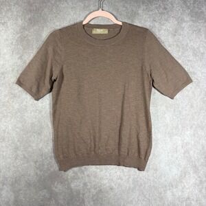 Free-est Free People Sweater Womens XS Brown Knit Cotton Linen Blend Crew Boho